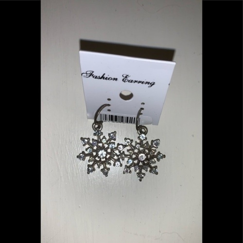 Sparkly Dangly Snowflake Winter Holiday Earrings